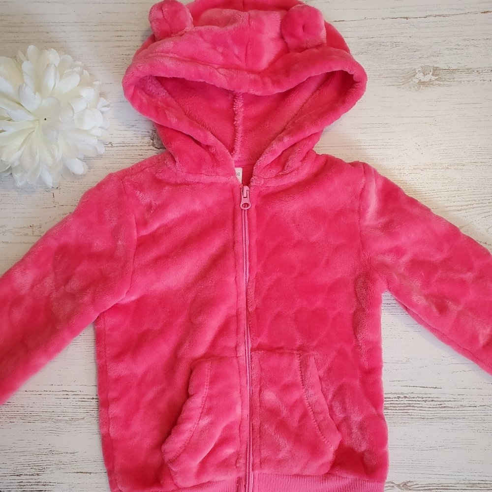🌈30% off Bundles🌈 Girls Arizona Fuschia Pink Plush Fleece Bear Ear Hoodie Sz 5